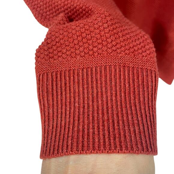 UNTUCKIT Like-New Fair Trade Organic Cotton Waffle Knit Sweater Red-Orange Sz M - Picture 5 of 8